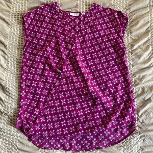New York & Company Pink Fuchsia Tribal Pattern Sleeveless Blouse Medium